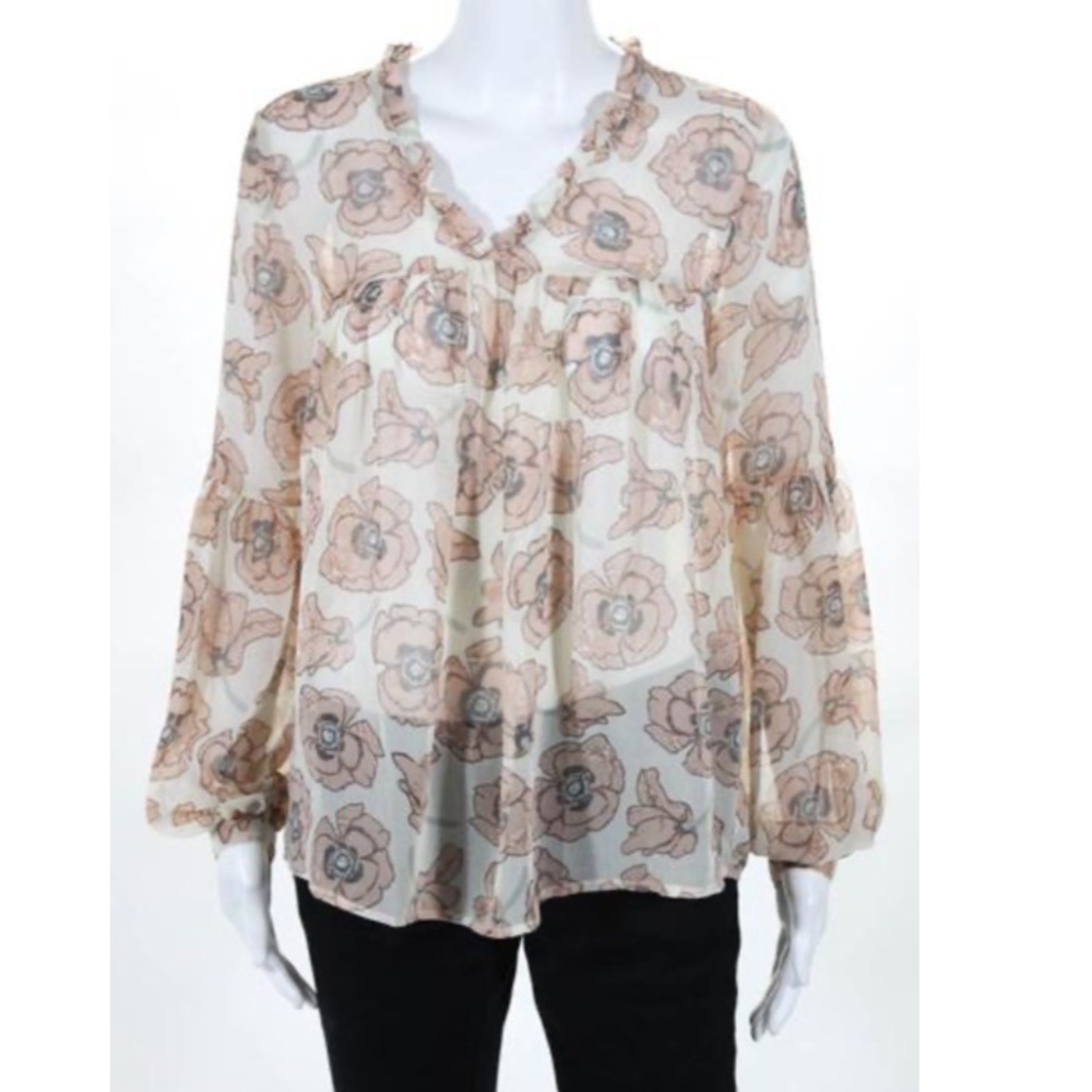 Lucky Brand Sheer Floral Blouse